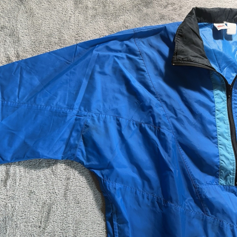 Vintage 90s Nike Embroidered Logo Full Zip Blue Colorful Windbreaker Jacket XL - Picture 3 of 10